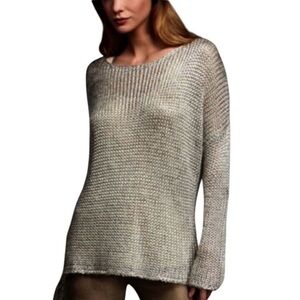 Vince Gray metallic silver Crew Neck long sleeve Sweater, size XS heavyweight